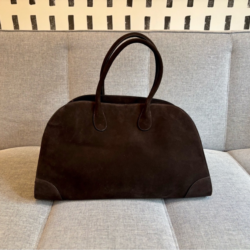 NWT COS Studio Bowling Bag Tote in Dark Brown Suede - Picture 5 of 11